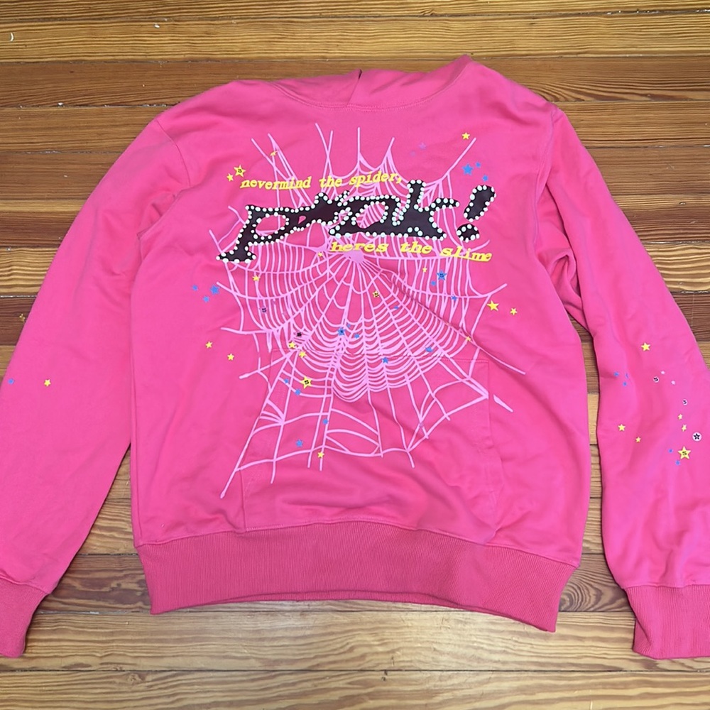 new sp5der punk hoodie in pink